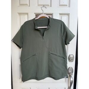 FIGS Womens Moss Green PO 1674 Quarter Zip Scrub Top Size Large
